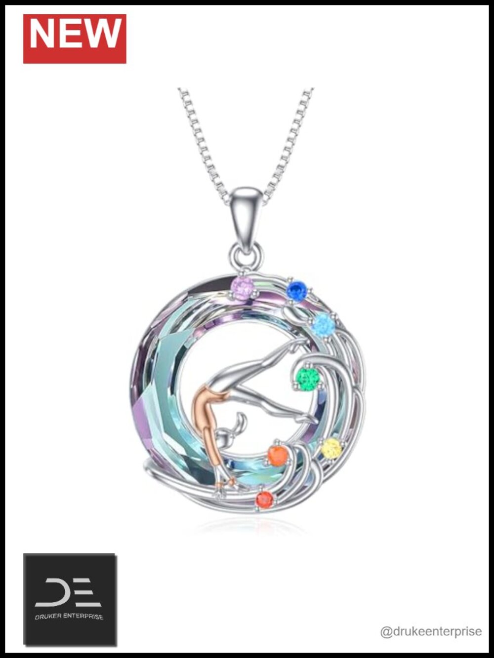 925 Sterling Silver Ballerina Dance Music Note Necklace Gymnastics Jewelry